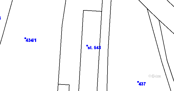 Parcela st. 543 v KÚ Čimelice, Katastrální mapa