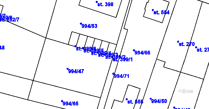 Parcela st. 399/2 v KÚ Čimelice, Katastrální mapa
