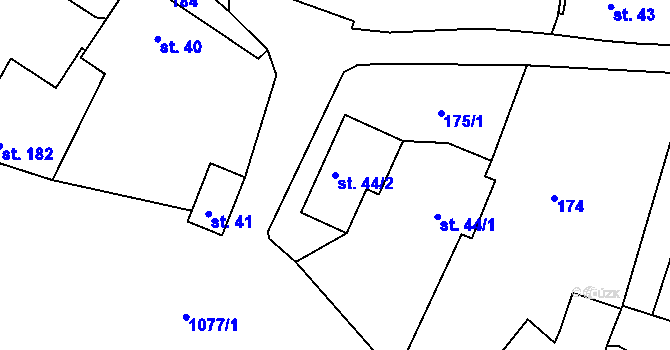Parcela st. 44/2 v KÚ Čimelice, Katastrální mapa