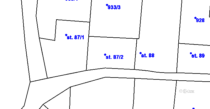 Parcela st. 87/2 v KÚ Čimelice, Katastrální mapa