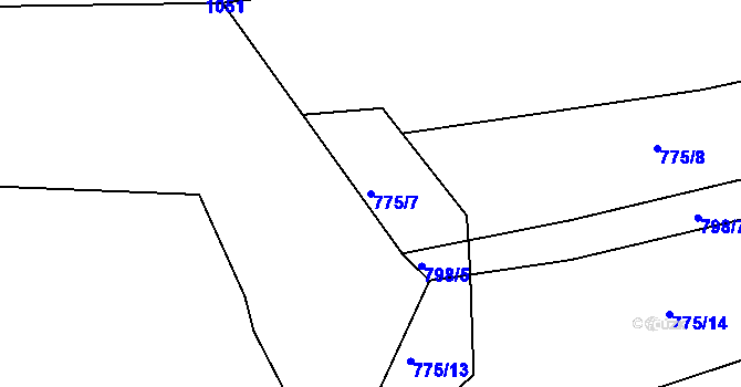 Parcela st. 775/7 v KÚ Čimelice, Katastrální mapa