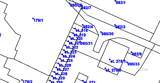 Parcela st. 980/31 v KÚ Čimelice, Katastrální mapa
