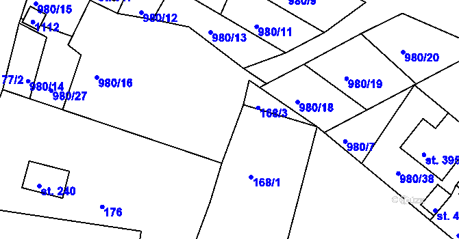 Parcela st. 980/32 v KÚ Čimelice, Katastrální mapa