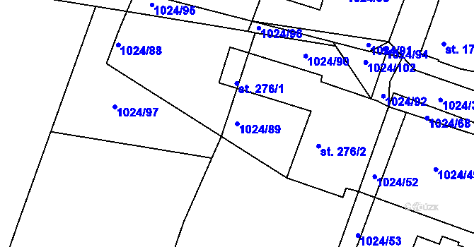 Parcela st. 1024/89 v KÚ Čimelice, Katastrální mapa