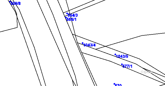 Parcela st. 1043/4 v KÚ Čimelice, Katastrální mapa