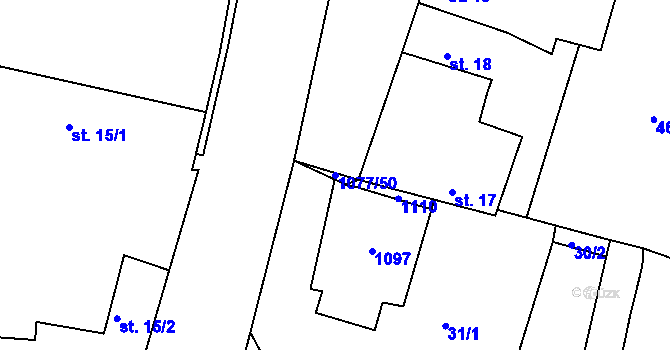 Parcela st. 1077/50 v KÚ Čimelice, Katastrální mapa