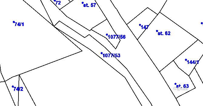 Parcela st. 1077/53 v KÚ Čimelice, Katastrální mapa