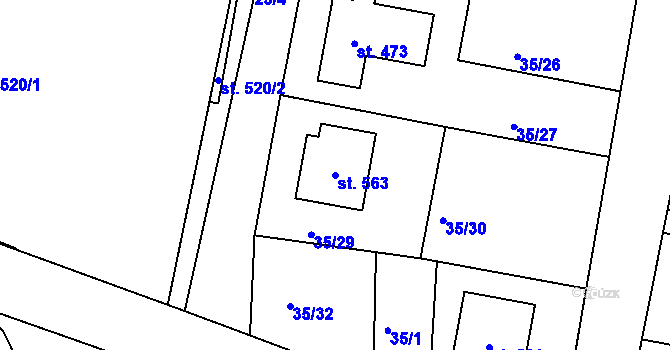 Parcela st. 563 v KÚ Čimelice, Katastrální mapa