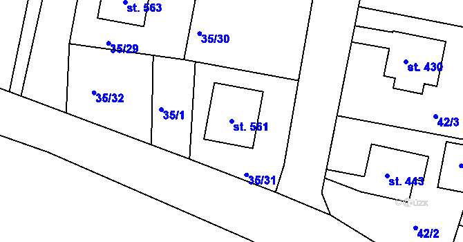 Parcela st. 561 v KÚ Čimelice, Katastrální mapa