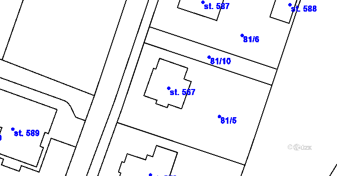 Parcela st. 567 v KÚ Čimelice, Katastrální mapa
