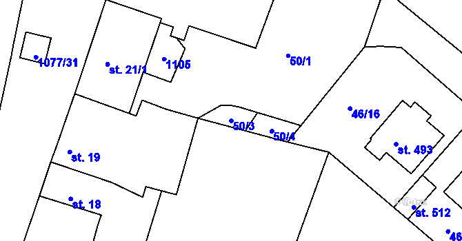 Parcela st. 50/3 v KÚ Čimelice, Katastrální mapa