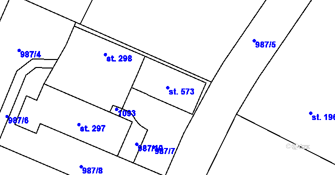 Parcela st. 573 v KÚ Čimelice, Katastrální mapa