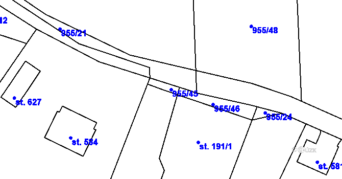 Parcela st. 955/45 v KÚ Čimelice, Katastrální mapa