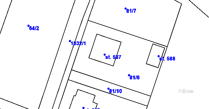 Parcela st. 587 v KÚ Čimelice, Katastrální mapa