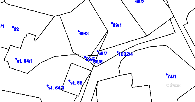 Parcela st. 69/7 v KÚ Čimelice, Katastrální mapa