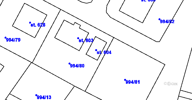 Parcela st. 604 v KÚ Čimelice, Katastrální mapa