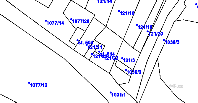 Parcela st. 614 v KÚ Čimelice, Katastrální mapa