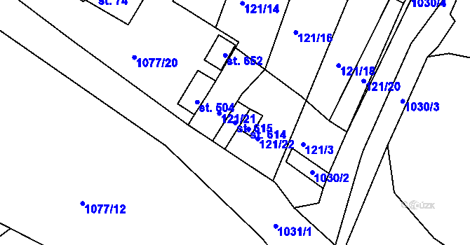 Parcela st. 615 v KÚ Čimelice, Katastrální mapa