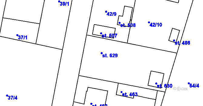 Parcela st. 629 v KÚ Čimelice, Katastrální mapa