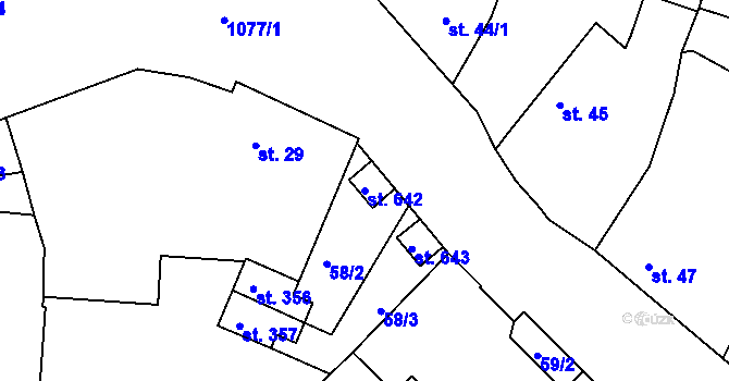 Parcela st. 642 v KÚ Čimelice, Katastrální mapa
