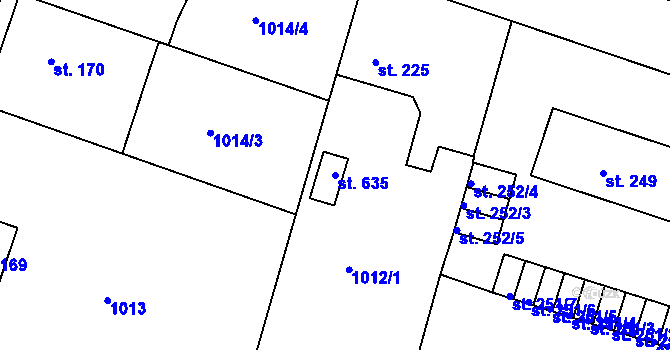 Parcela st. 635 v KÚ Čimelice, Katastrální mapa