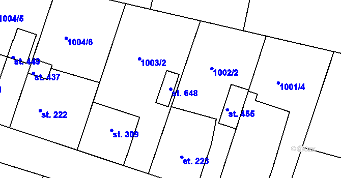 Parcela st. 648 v KÚ Čimelice, Katastrální mapa