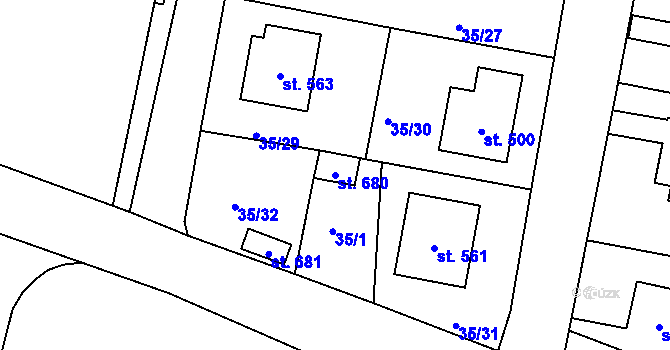 Parcela st. 680 v KÚ Čimelice, Katastrální mapa