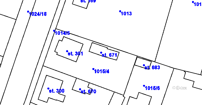 Parcela st. 671 v KÚ Čimelice, Katastrální mapa