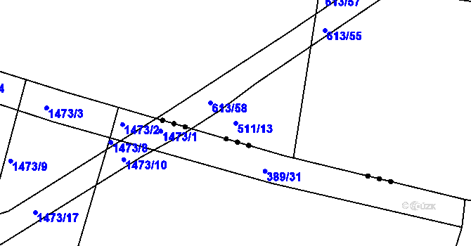 Parcela st. 511/13 v KÚ Krsice, Katastrální mapa