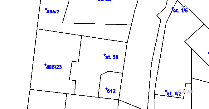 Parcela st. 59 v KÚ Krsice, Katastrální mapa