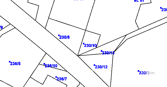 Parcela st. 230/10 v KÚ Krsice, Katastrální mapa