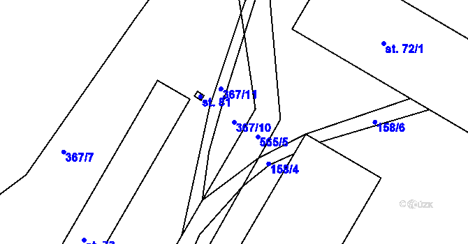 Parcela st. 367/10 v KÚ Krsice, Katastrální mapa