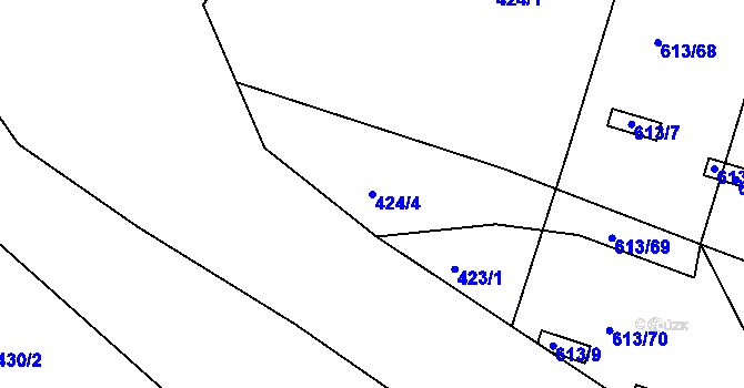 Parcela st. 424/4 v KÚ Krsice, Katastrální mapa