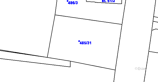 Parcela st. 485/31 v KÚ Krsice, Katastrální mapa