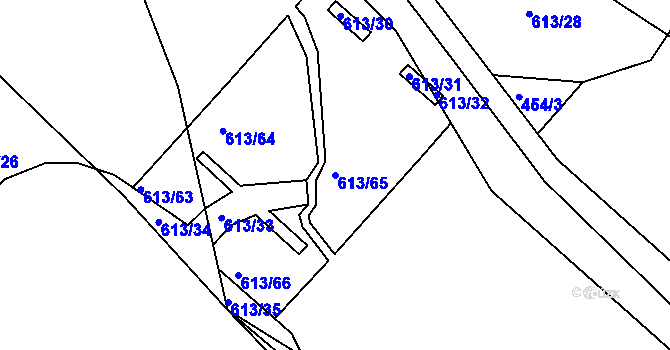 Parcela st. 613/65 v KÚ Krsice, Katastrální mapa