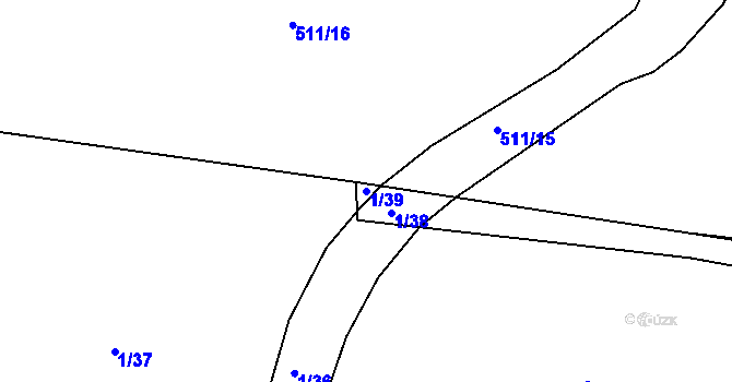 Parcela st. 1/39 v KÚ Krsice, Katastrální mapa