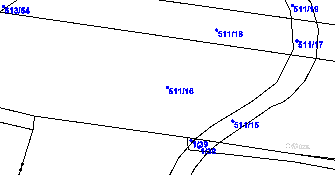 Parcela st. 511/16 v KÚ Krsice, Katastrální mapa