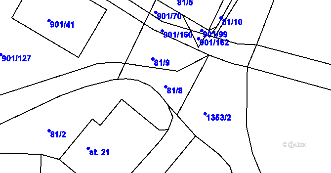 Parcela st. 81/8 v KÚ Rakovice, Katastrální mapa