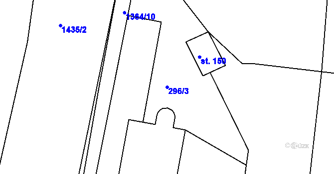 Parcela st. 296/3 v KÚ Rakovice, Katastrální mapa