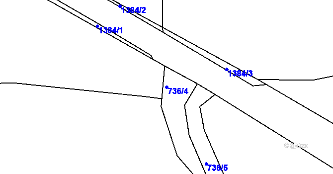 Parcela st. 736/4 v KÚ Rakovice, Katastrální mapa