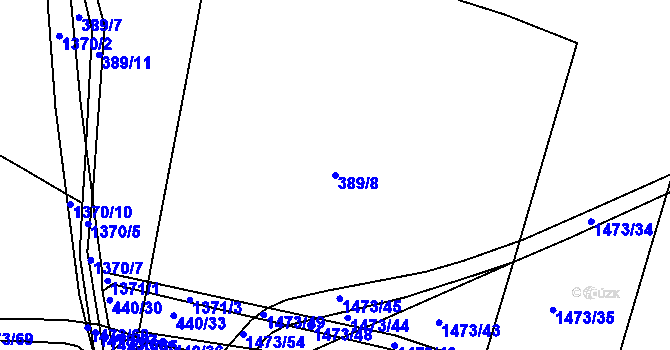 Parcela st. 389/8 v KÚ Rakovice, Katastrální mapa