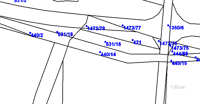 Parcela st. 440/14 v KÚ Rakovice, Katastrální mapa