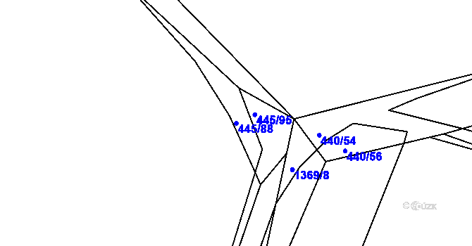 Parcela st. 445/88 v KÚ Rakovice, Katastrální mapa