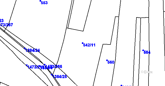 Parcela st. 542/11 v KÚ Rakovice, Katastrální mapa