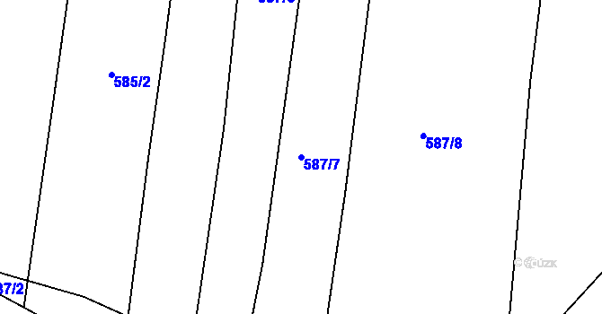 Parcela st. 587/7 v KÚ Rakovice, Katastrální mapa
