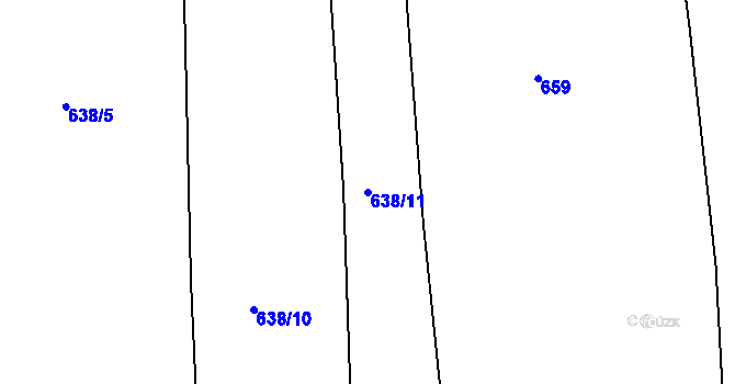 Parcela st. 638/11 v KÚ Rakovice, Katastrální mapa