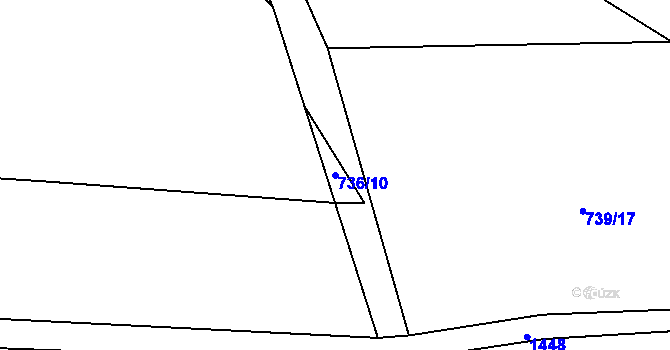Parcela st. 736/10 v KÚ Rakovice, Katastrální mapa