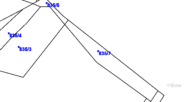 Parcela st. 835/7 v KÚ Rakovice, Katastrální mapa