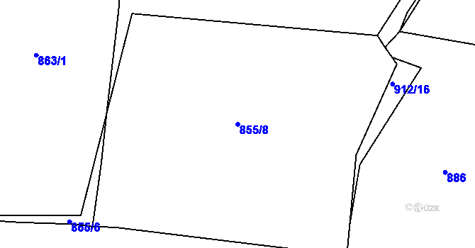 Parcela st. 855/8 v KÚ Rakovice, Katastrální mapa