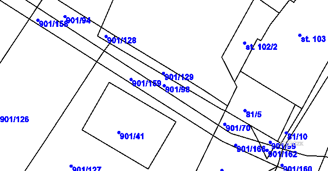 Parcela st. 901/98 v KÚ Rakovice, Katastrální mapa